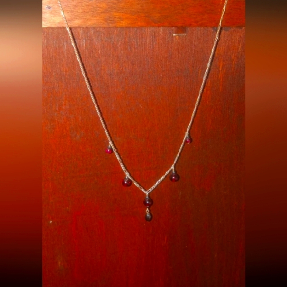 Vintage Sterling Garnet Necklace